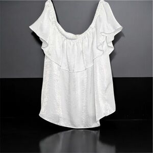 LA Hearts PacSun White Satin Blouse Women’s Size Small Off The Shoulder Top